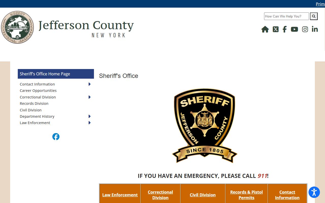Jefferson County Sheriff's Office inmate population and custody search source