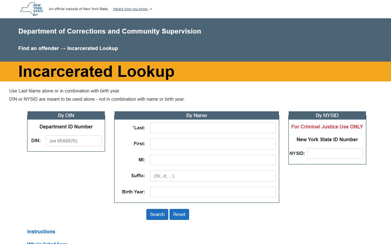 Jefferson County state prison inmate records DOCCS lookup portal